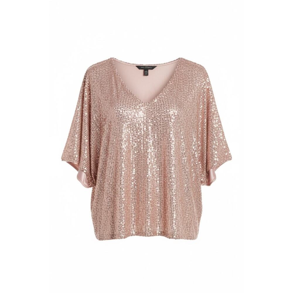 Sara Michelle Rose Gold Sequin Top